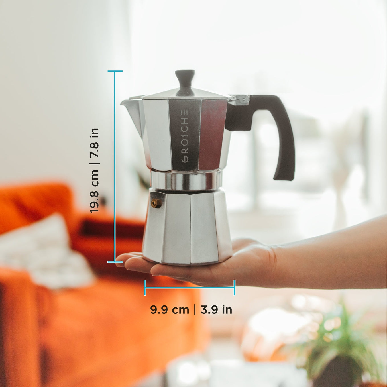 Grosche Milano Stovetop Espresso Coffee Maker, Chrome, Multiple Sizes