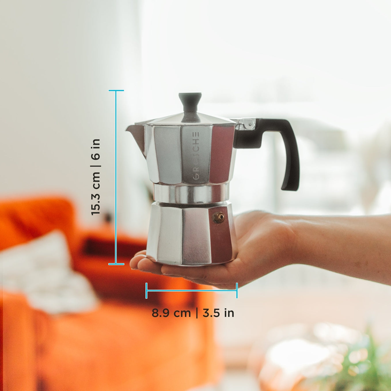 Grosche Milano Stovetop Espresso Coffee Maker, Chrome, Multiple Sizes
