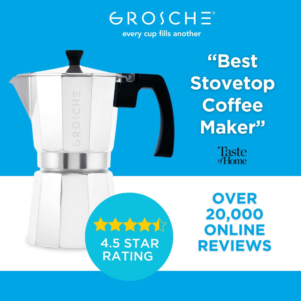 Grosche Milano Stovetop Espresso Coffee Maker, Chrome, Multiple Sizes