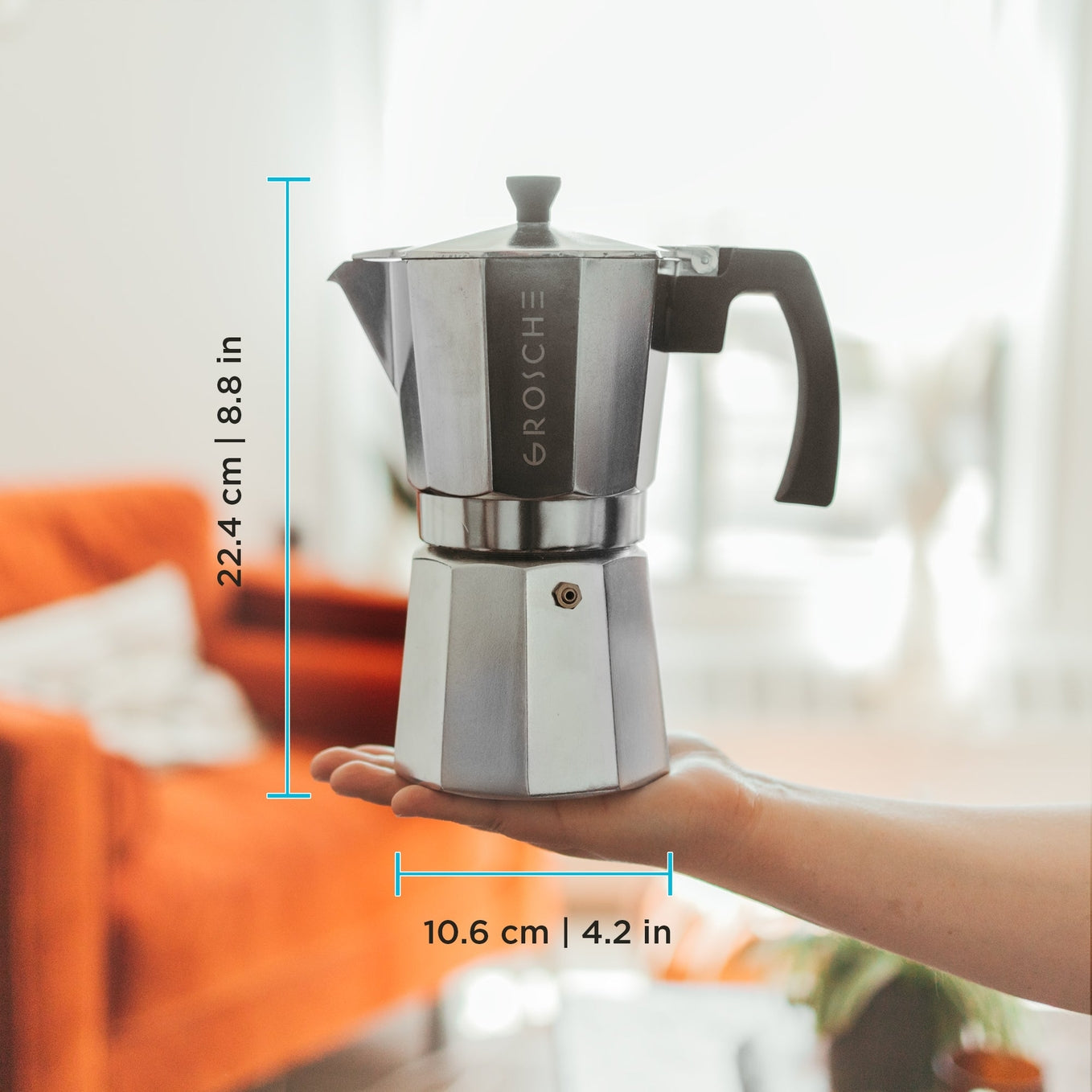 Grosche Milano Stovetop Espresso Coffee Maker, Chrome, Multiple Sizes